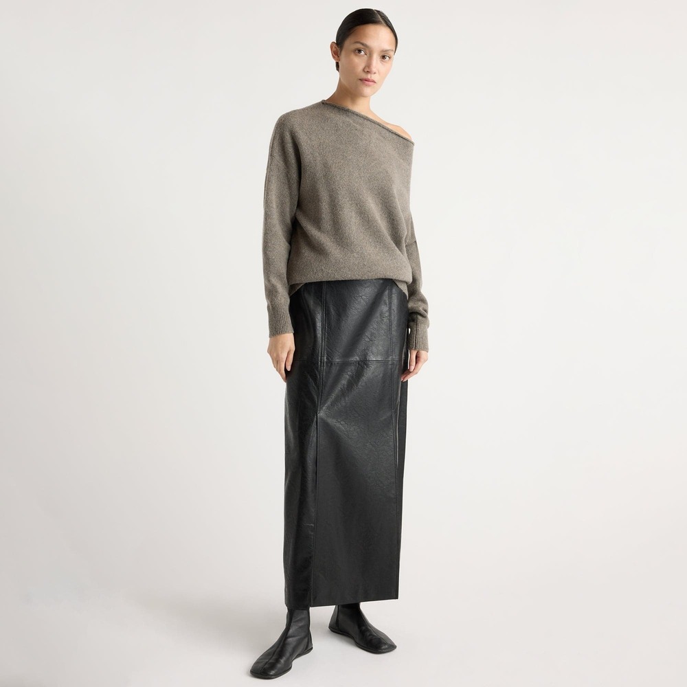 Modern Citizen Rama Front-Vent Vegan Leather Skirt Size LBlack / L